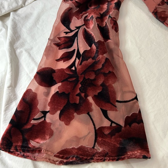 ANTHROPOLOGIE HUTCH Long Sleeve Velvet Mini Dress XS Burnout Floral Pink Pattern - Picture 16 of 16